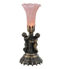Meyda Green 11015 - 13" High Pink Tiffany Pond Lily Twin Cherub Accent Lamp
