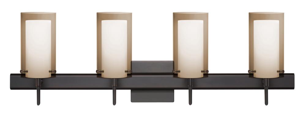 Besa Pahu 4 Wall With SQ Canopy 4SW Transparent Smoke/Opal Bronze 4x5W LED