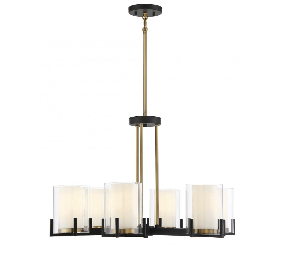 Eaton 6-Light Chandelier in Matte Black with Warm Brass Accents