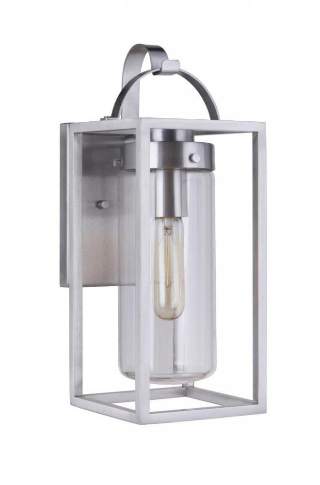 Neo 1 Light Small Outdoor Wall Lantern in Satin Aluminum