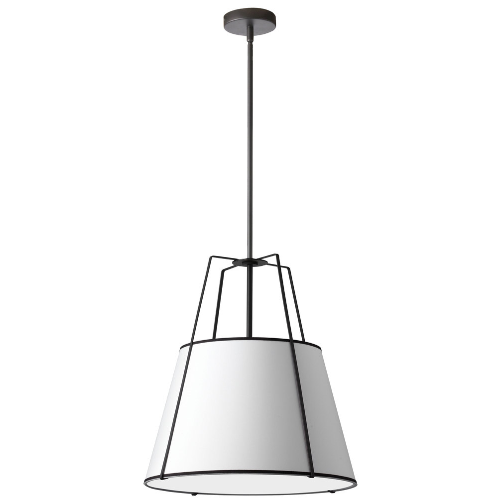 1LT Trapezoid Pendant, MB with WH Shade
