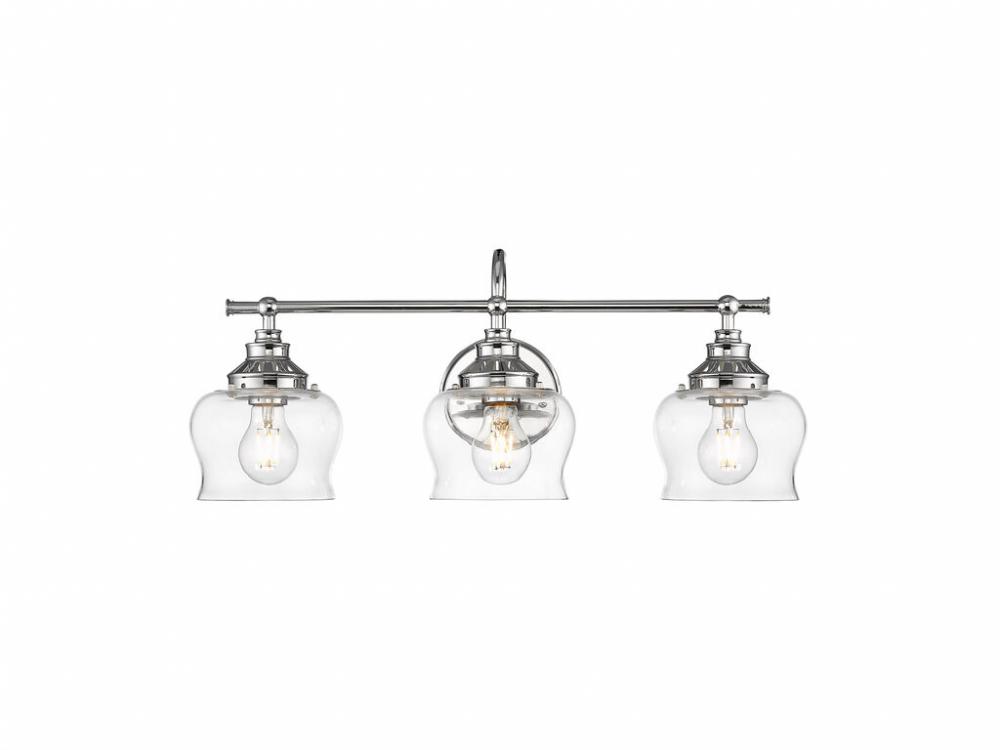 Daphne 3-Light Vanity Light in Chrome with Clear Glass