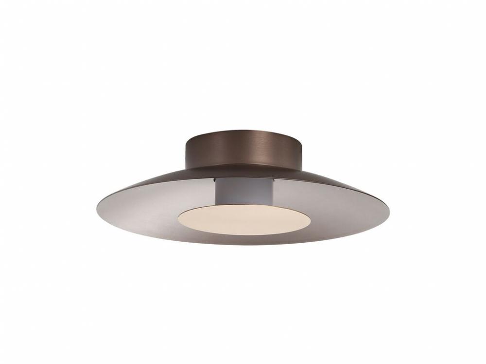 Luma LED Flush Mount - 12" in Coffee Silver with French Gold Shade