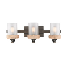 Golden Canada 1048-BA3 GMT-CS - Chatham 3 Light Bath Vanity in Gunmetal Bronze with Clear Sandblasted Glass