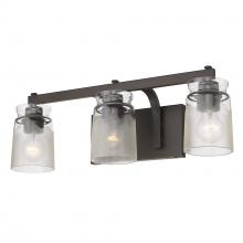 Golden Canada 1405-BA3 RBZ-CAG - Travers 3 Light Bath Vanity in Rubbed Bronze with Clear Artisan Glass Shade
