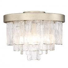 Golden Canada 1768-FM WG-HWG - Ciara 3-Light Flush Mount in White Gold with Hammered Water Glass