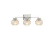 Golden Canada 3094-BA3 PW-RIB - Elliott 3-Light Vanity Light in Pewter with Ribbed Clear Shade
