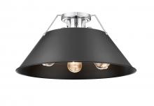 Golden Canada 3306-3FM CH-BLK - Orwell 3-Light Flush Mount in Chrome with Matte Black