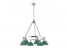 Golden Canada 3306-6 CH-GN - Orwell 6-Light Chandelier in Chrome with Pine Green