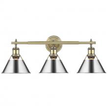 Golden Canada 3306-BA3 AB-CH - Orwell 3-Light Vanity Light in Aged Brass with Chrome