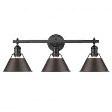 Golden Canada 3306-BA3 BLK-RBZ - Orwell 3-Light Vanity Light in Matte Black with Rubbed Bronze