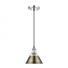 Golden Canada 3306-S CH-AB - Orwell 7.5" Wide Small Pendant in Chrome with Aged Brass
