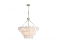 Golden Canada 6007-27 AGS-CCG - Cascada 3 Tier - 11 Light Pendant in Aegean Silver with Cirrus Cloud Glass Shade