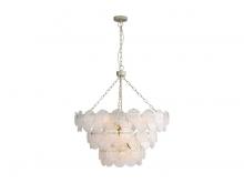 Golden Canada 6007-32 AGS-CCG - Cascada 3 Tier - 13 Light Pendant in Aegean Silver with Cirrus Cloud Glass Shade