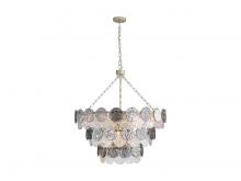 Golden Canada 6007-32 AGS-SPG - Cascada 3 Tier - 13 Light Pendant in Aegean Silver with Smoke Plated Glass Shade