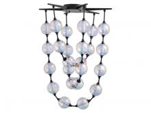 Golden Canada 9013-28 BLK - Pearla 28" LED Pendant in Matte Black with Iridescent Glass Shade