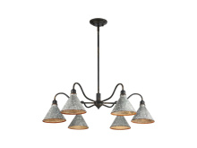 Golden Canada 0877-6 ABI-GV - Jasper Chandelier in Antique Black Iron with Galvanized Steel