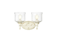 Golden Canada 0806-BA2 AI-HWG - Keating 2 Light Bath Vanity in Antique Ivory with Hammered Water Glass Shade
