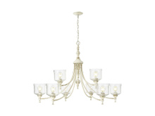 Golden Canada 0806-9 AI-HWG - Keating 9 Light Chandelier in Antique Ivory with Hammered Water Glass Shade
