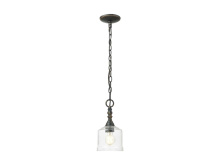 Golden Canada 0806-M1L AI-HWG - Keating Mini Pendant in Antique Ivory with Hammered Water Glass Shade