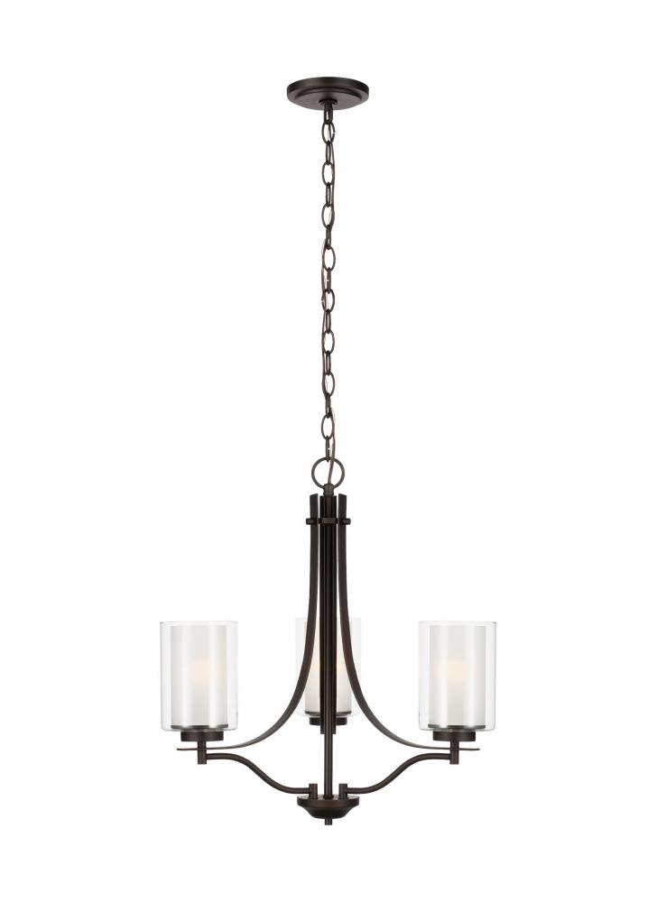 Elmwood Park traditional 3-light indoor dimmable ceiling chandelier pendant light in bronze finish w
