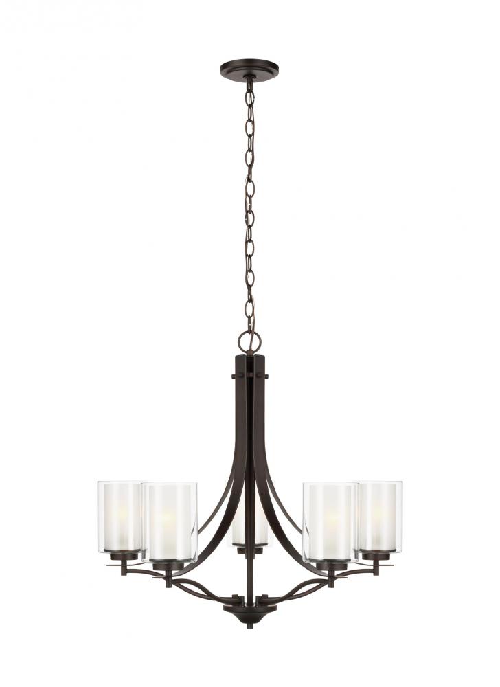 Elmwood Park traditional 5-light indoor dimmable ceiling chandelier pendant light in bronze finish w