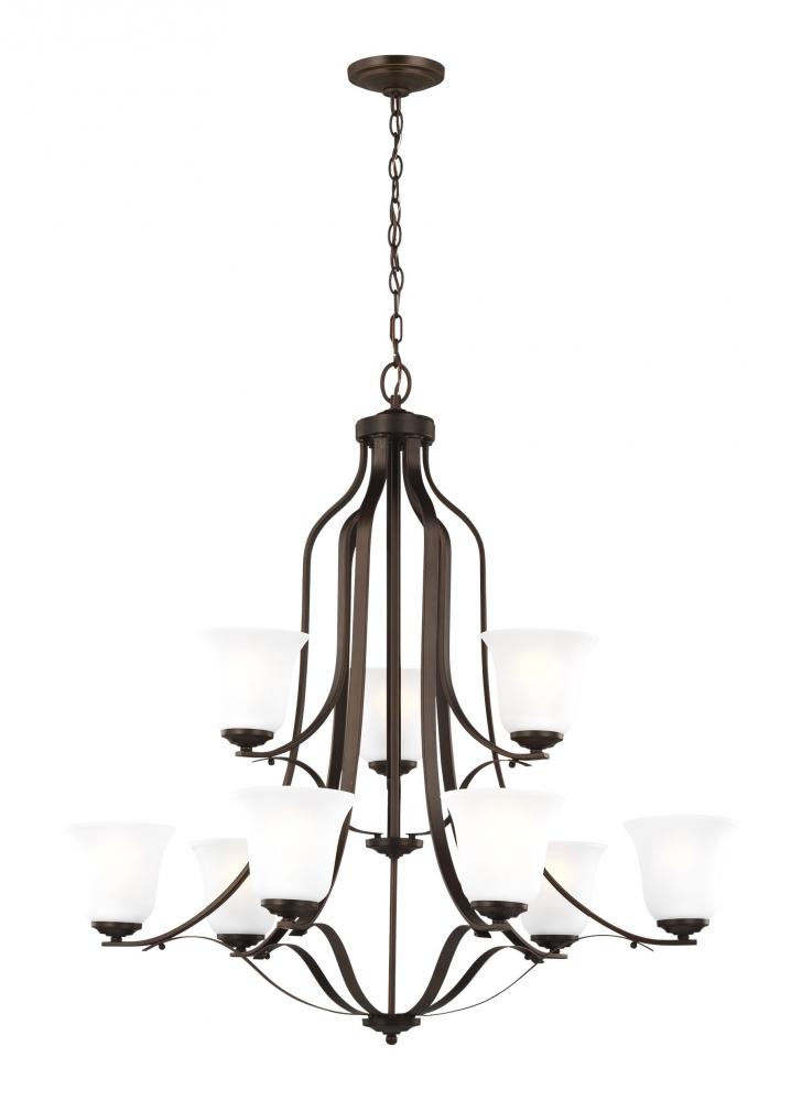 Emmons traditional 9-light indoor dimmable ceiling chandelier pendant light in bronze finish with sa