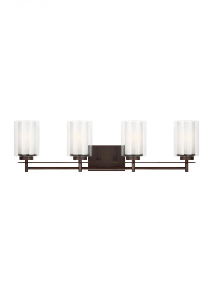Elmwood Park traditional 4-light indoor dimmable bath vanity wall sconce in bronze finish with satin