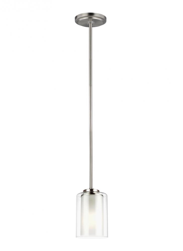 Elmwood Park traditional 1-light indoor dimmable ceiling hanging single pendant light in brushed nic