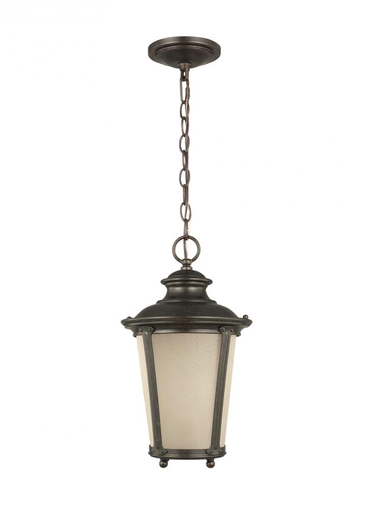 Cape May traditional 1-light outdoor exterior hanging ceiling pendant in burled iron grey finish wit