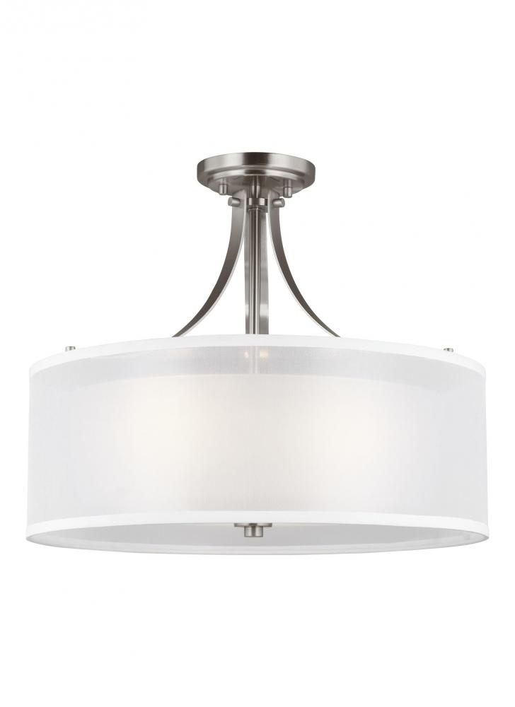 Elmwood Park traditional 3-light indoor dimmable ceiling semi-flush mount in brushed nickel silver f