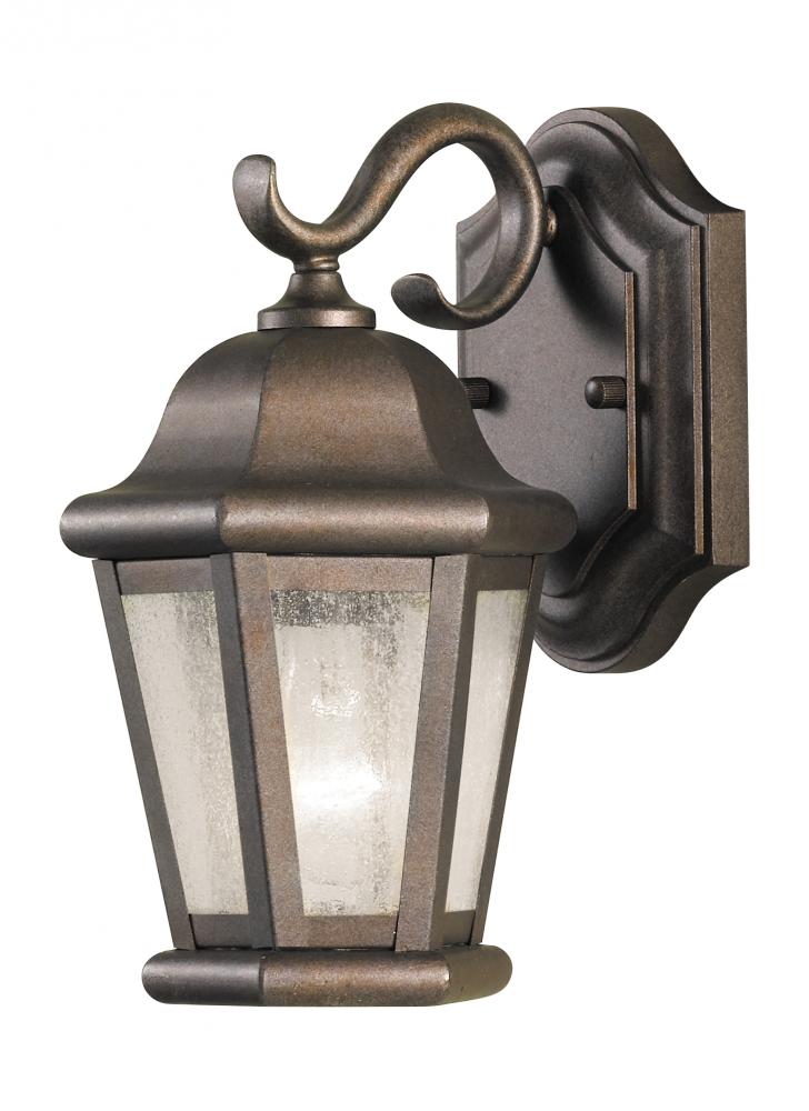 Martinsville traditional 1-light outdoor exterior small wall lantern sconce in corinthian bronze fin