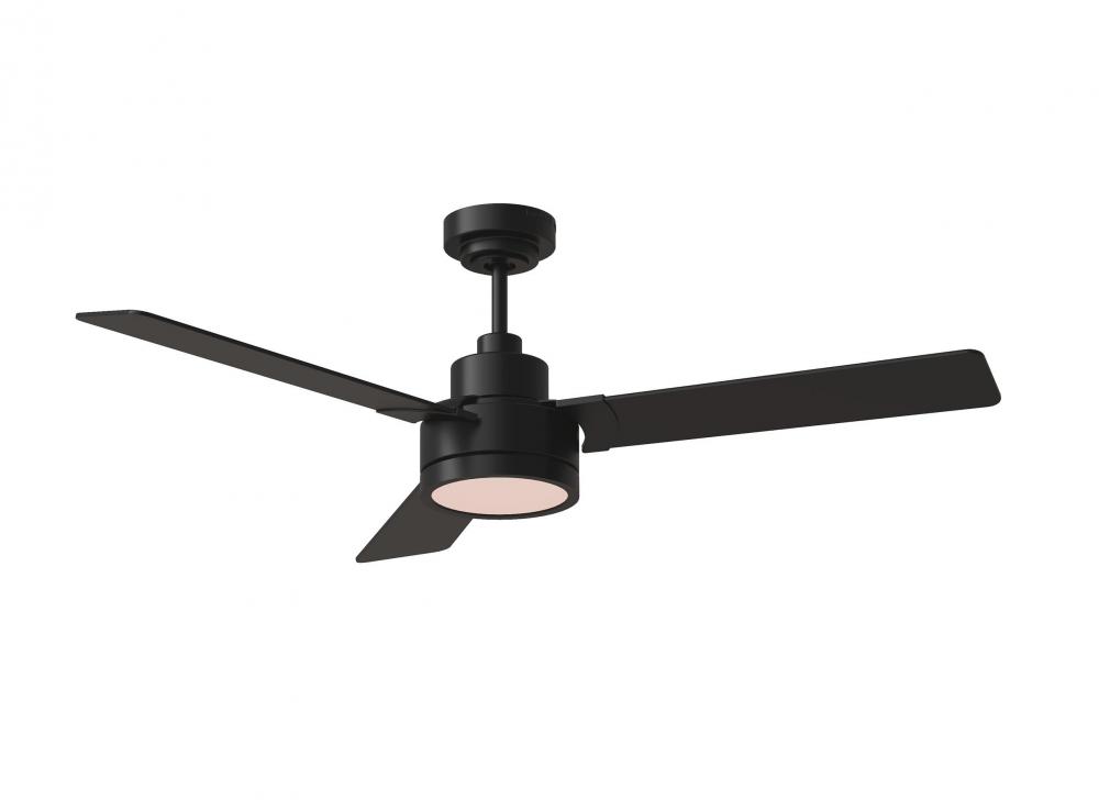 Jovie 52" Dimmable Indoor/Outdoor Integrated LED Midnight Black Ceiling Fan with Light Kit Wall