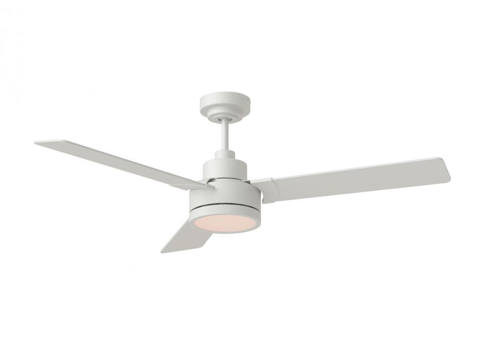 Jovie 52" Dimmable Indoor/Outdoor Integrated LED Matte White Ceiling Fan with Light Kit Wall Con