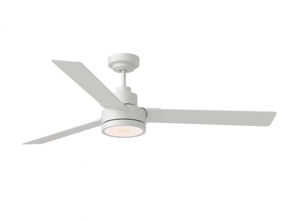 Jovie 58" Dimmable Indoor/Outdoor Integrated LED Matte White Ceiling Fan with Light Kit, Handhel