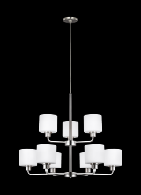 Generation Lighting 3128809-962 - Canfield modern 9-light indoor dimmable ceiling chandelier pendant light in brushed nickel silver fi