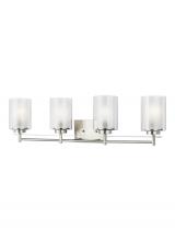 Generation Lighting 4437304-962 - Elmwood Park traditional 4-light indoor dimmable bath vanity wall sconce in brushed nickel silver fi