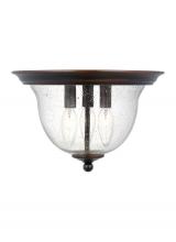 Generation Lighting 7514503-710 - Belton transitional 3-light indoor dimmable ceiling flush mount in bronze finish with clear seeded g