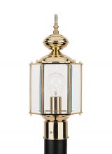 Generation Lighting 8209-02 - Classico traditional 1-light outdoor exterior post lantern in polished brass gold finish with clear