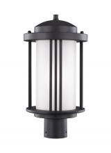Generation Lighting 8247901-12 - Crowell contemporary 1-light outdoor exterior post lantern in black finish with satin etched glass s