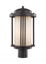 Generation Lighting 8247901-71 - Crowell contemporary 1-light outdoor exterior post lantern in antique bronze finish with creme parch