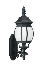Generation Lighting 89103EN3-12 - Wynfield traditional 1-light LED outdoor exterior large wall lantern sconce in black finish with fro