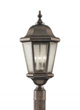 Generation Lighting OL5907CB - Martinsville traditional 3-light outdoor exterior post lantern in corinthian bronze finish with clea