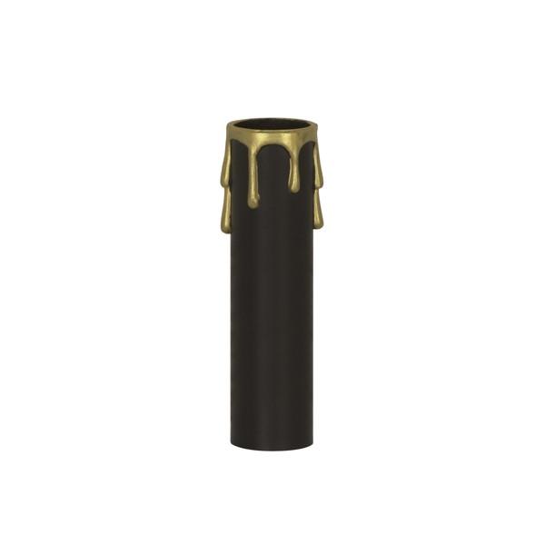Plastic Drip Candle Cover; Black Plastic With Gold Drip; 1-3/16" Inside Diameter; 1-1/4"