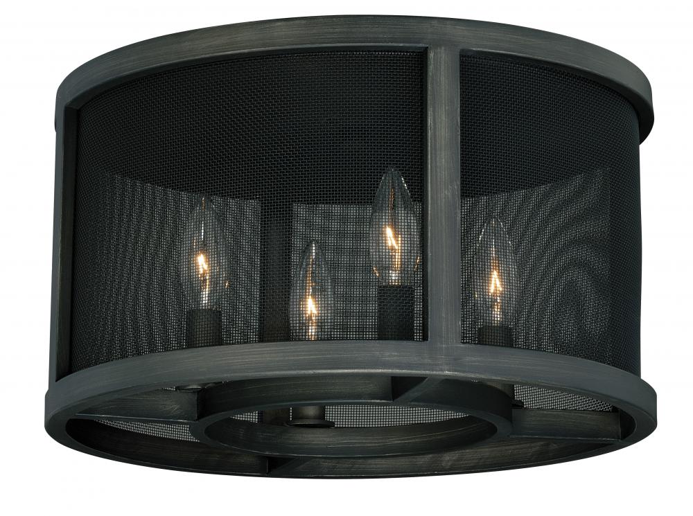 Wicker Park 15-in Flush Mount Ceiling Light Warm Pewter