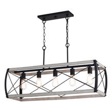 Vaxcel International H0263 - Montclare 35-in. 5 Light Linear Chandelier Textured Black and White Ash