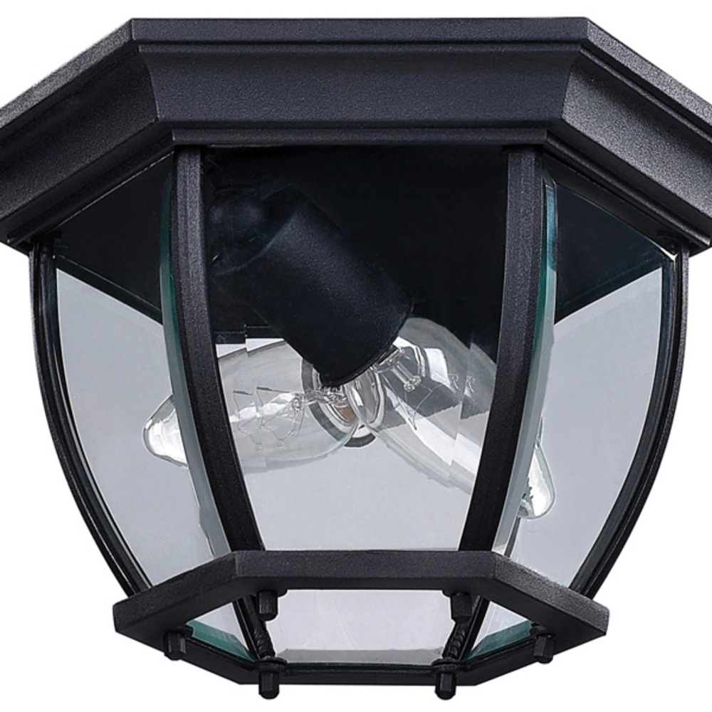 Foyer, 2 Bulbs Flush Outdoor, Clear Glass, 60W Type A