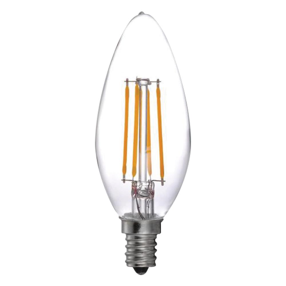 LED Filament Lamp B11 E12 Base 4.8W 120V 40K Clear Vertical Dim Standard