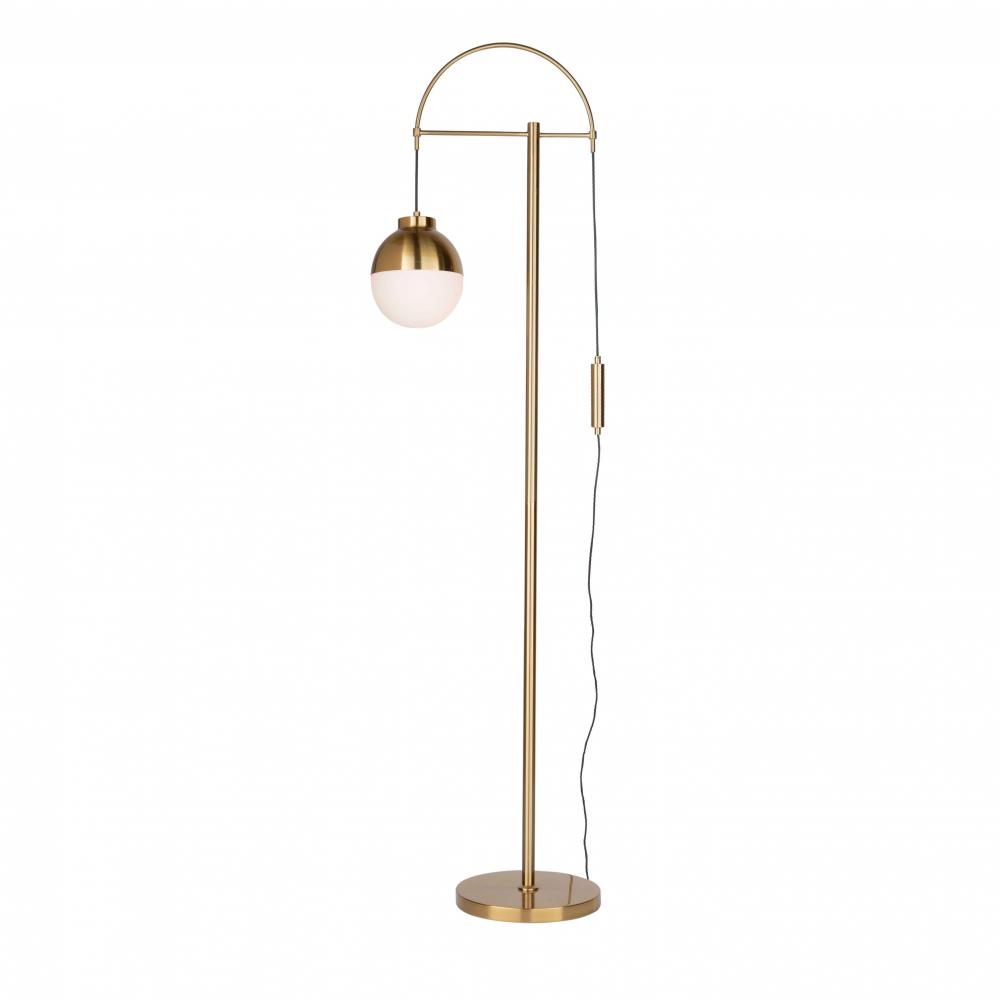Cortina Brass Floor Lamp with Opal Shade