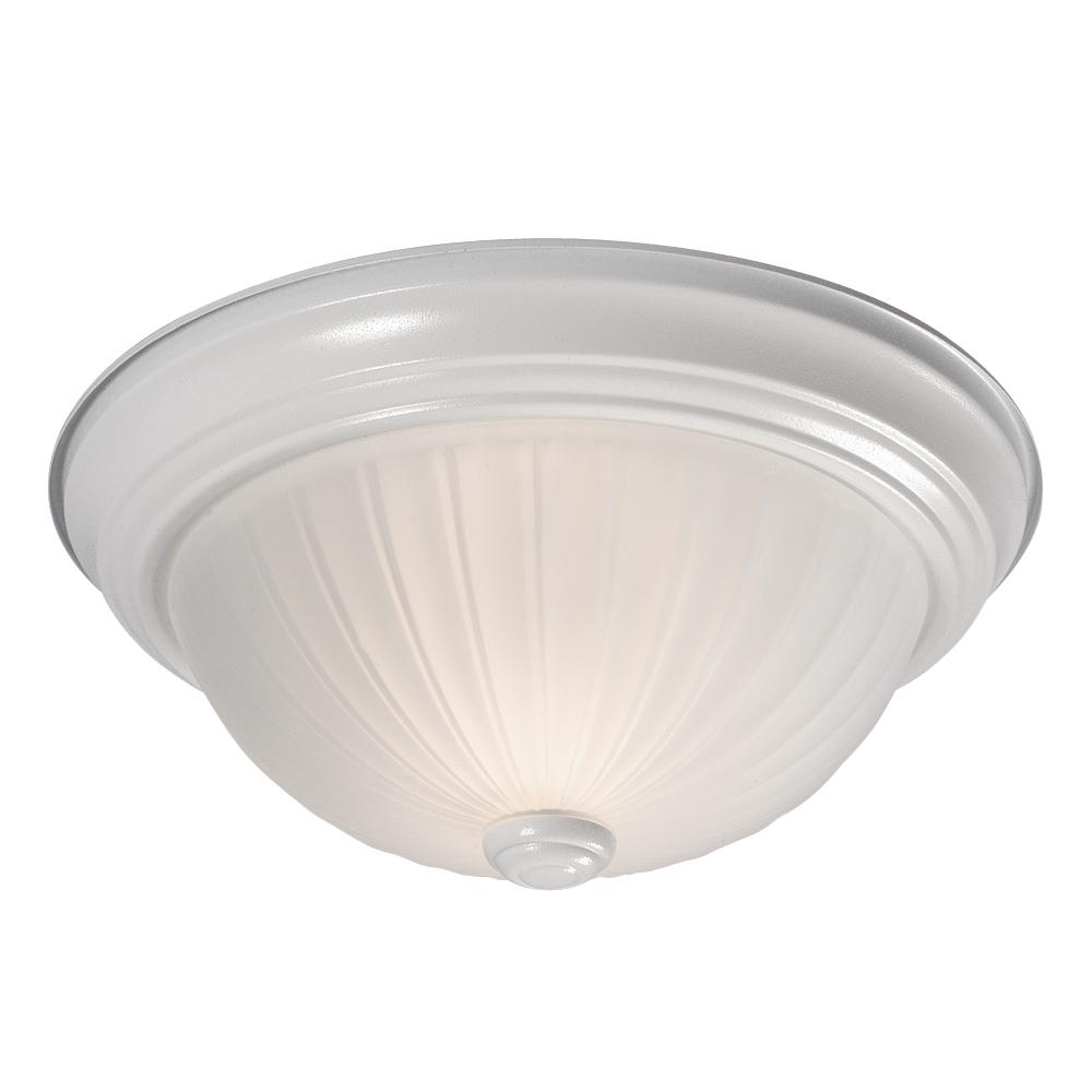 Flush Mount - White w/ Frosted Melon Glass